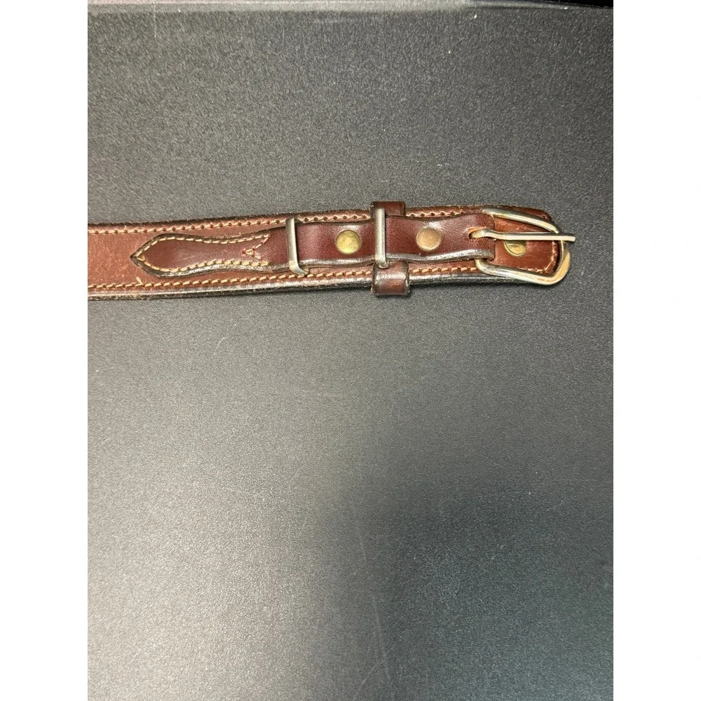 Vintage Ranger Leather Belt Brown Stitched Silver Buckle Size 40 Western‎ Rustic